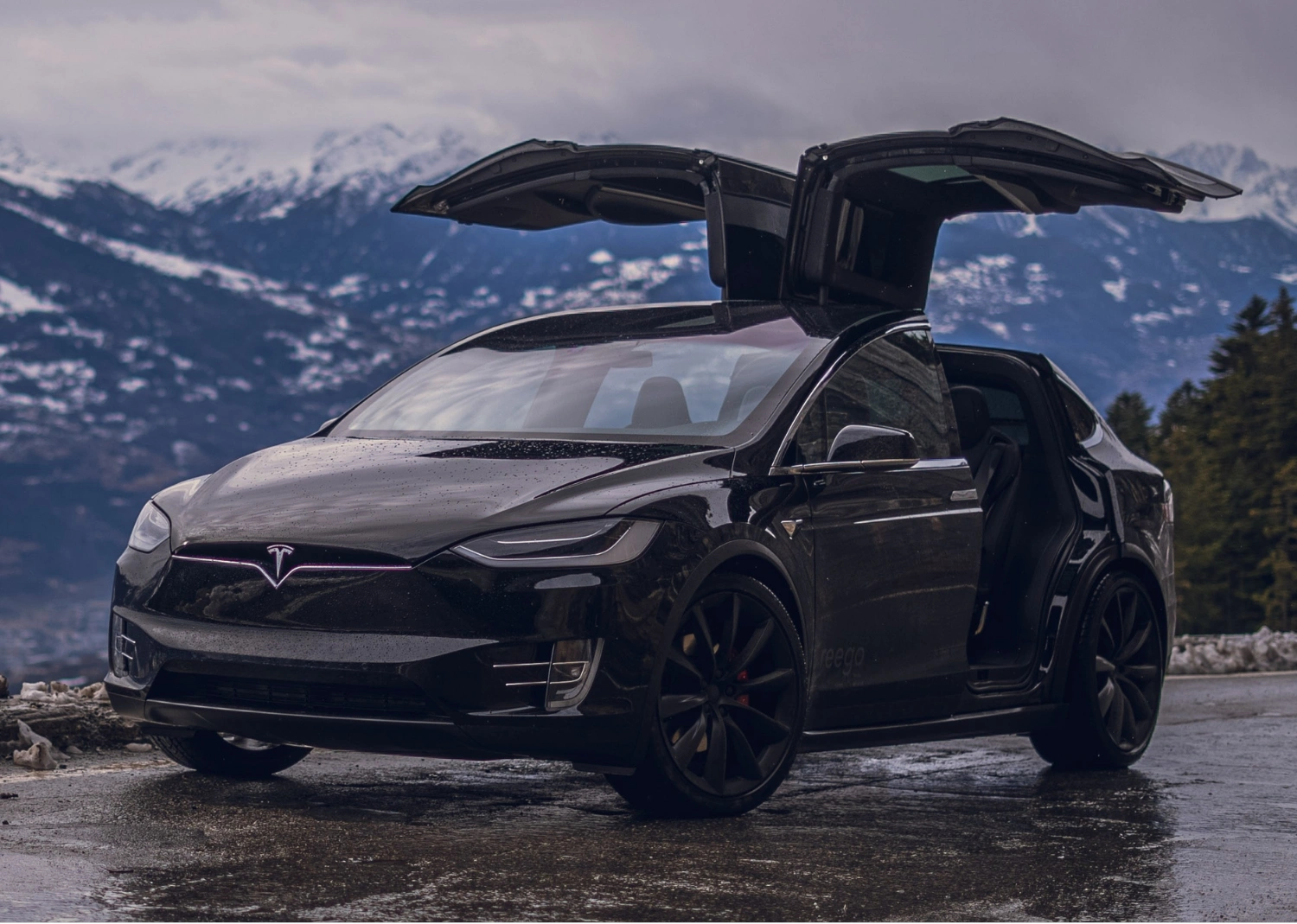 Tesla Model X in den Bergen